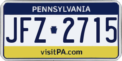 PA license plate JFZ2715