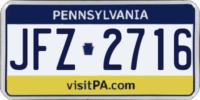 PA license plate JFZ2716