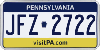 PA license plate JFZ2722