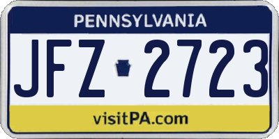 PA license plate JFZ2723