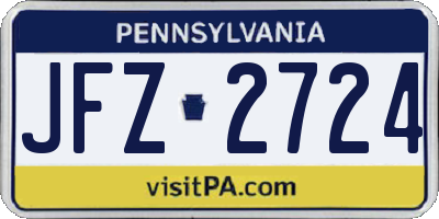 PA license plate JFZ2724
