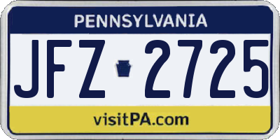 PA license plate JFZ2725