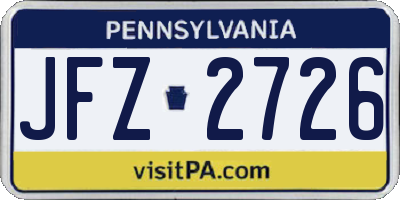 PA license plate JFZ2726