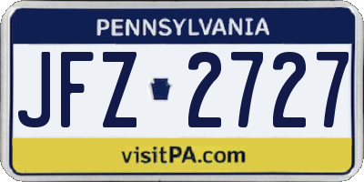 PA license plate JFZ2727