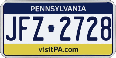 PA license plate JFZ2728