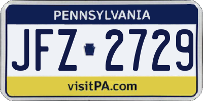 PA license plate JFZ2729