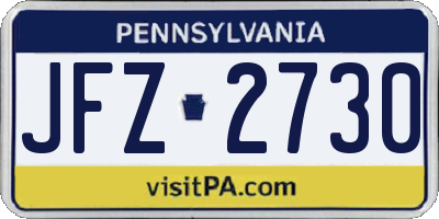 PA license plate JFZ2730