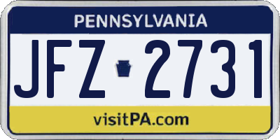 PA license plate JFZ2731