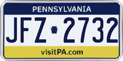 PA license plate JFZ2732