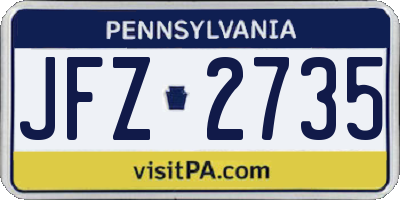 PA license plate JFZ2735