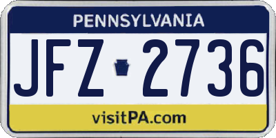 PA license plate JFZ2736
