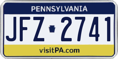 PA license plate JFZ2741