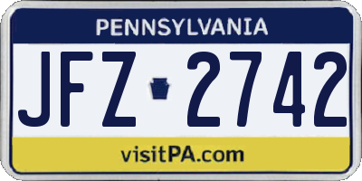 PA license plate JFZ2742
