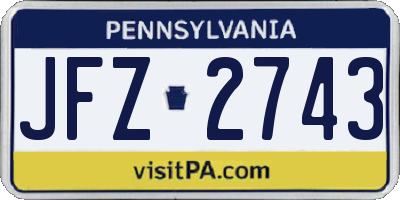 PA license plate JFZ2743