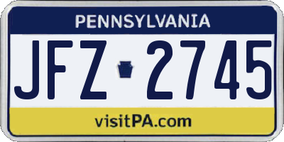 PA license plate JFZ2745