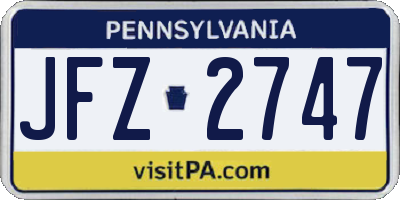 PA license plate JFZ2747