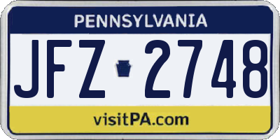 PA license plate JFZ2748