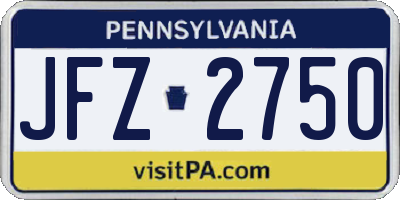 PA license plate JFZ2750