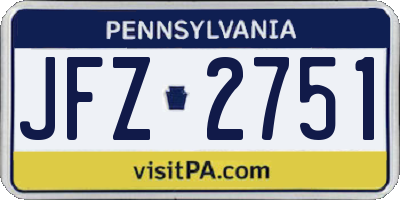 PA license plate JFZ2751