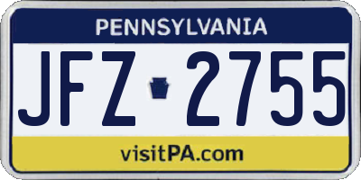 PA license plate JFZ2755