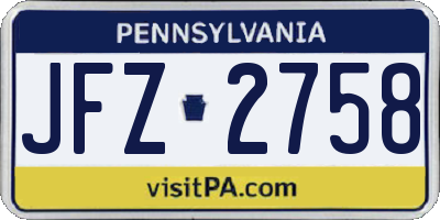 PA license plate JFZ2758