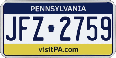 PA license plate JFZ2759