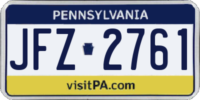 PA license plate JFZ2761