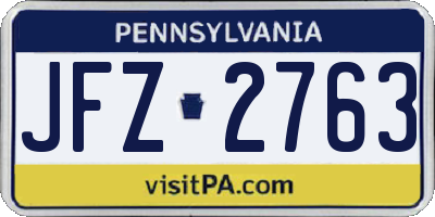 PA license plate JFZ2763