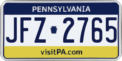 PA license plate JFZ2765