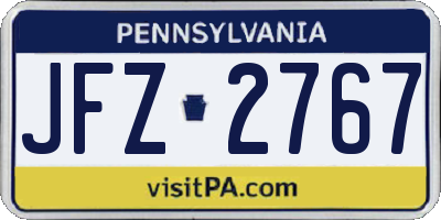 PA license plate JFZ2767