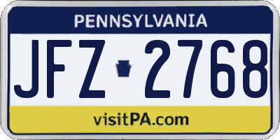 PA license plate JFZ2768