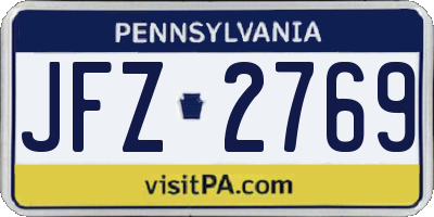 PA license plate JFZ2769