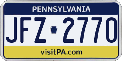 PA license plate JFZ2770
