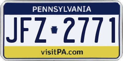 PA license plate JFZ2771