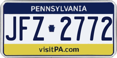 PA license plate JFZ2772