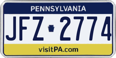 PA license plate JFZ2774