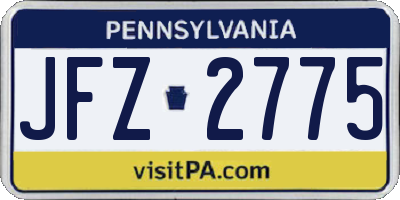 PA license plate JFZ2775