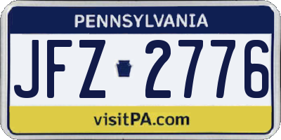 PA license plate JFZ2776