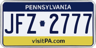 PA license plate JFZ2777