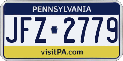 PA license plate JFZ2779