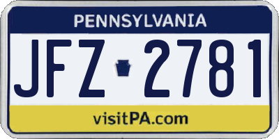PA license plate JFZ2781