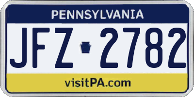 PA license plate JFZ2782