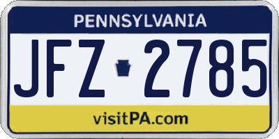 PA license plate JFZ2785