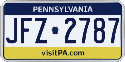 PA license plate JFZ2787