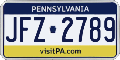 PA license plate JFZ2789