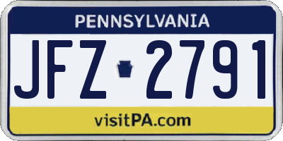 PA license plate JFZ2791