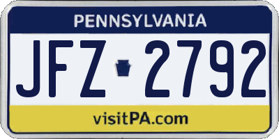 PA license plate JFZ2792