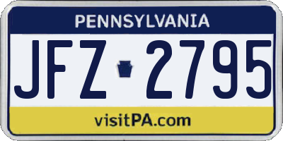 PA license plate JFZ2795
