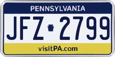 PA license plate JFZ2799