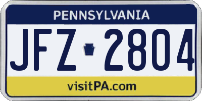 PA license plate JFZ2804